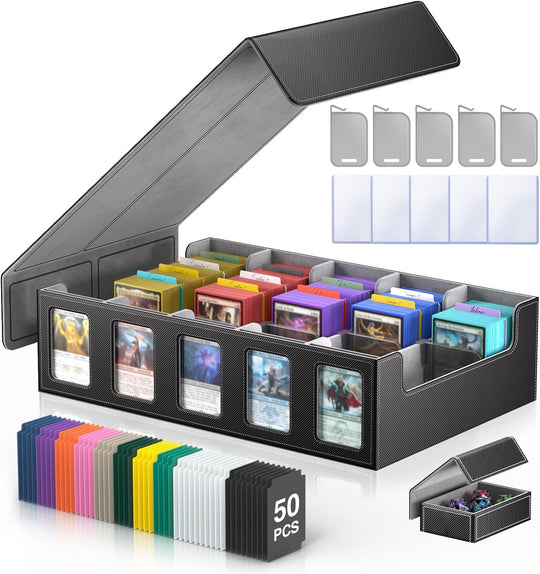 Trading Card Storage Box 5-Row 3900+ Capacity, Black