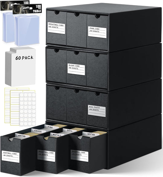 Trading Card Storage Box, Card Boxes with 60 Divider, 200 Card Sleeves