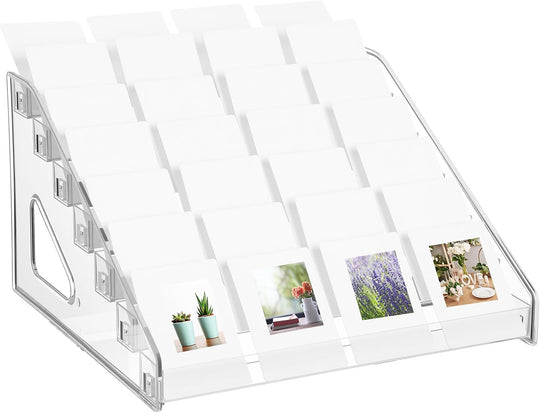 7 Tier Acrylic Card Display Stand for Vendors Retail, 12 Inch Versatile Display Stand for Trading Greeting Sports Graded Cards Stickers Greeting Postcard Organizer Rack Holder(Clear)