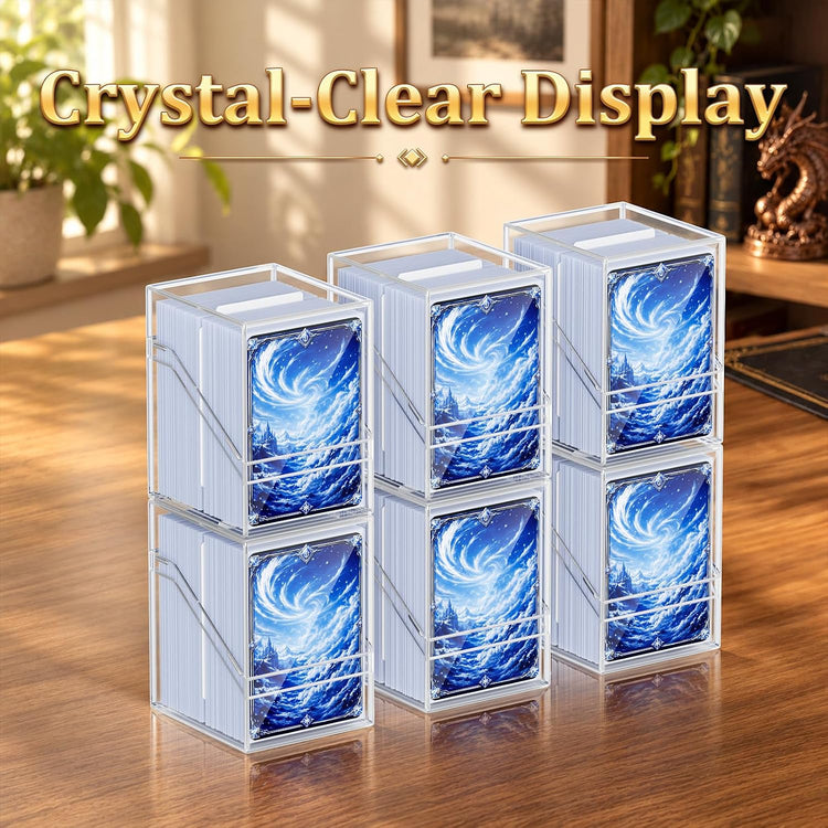 Deck Cases, 6 Pack Acrylic Commander Deck Cases and 600Pcs Clear Card Sleeves with 6 Dividers, Clear Card Storage Box Fit for MTG, TCG, Baseball, Football, Game Cards