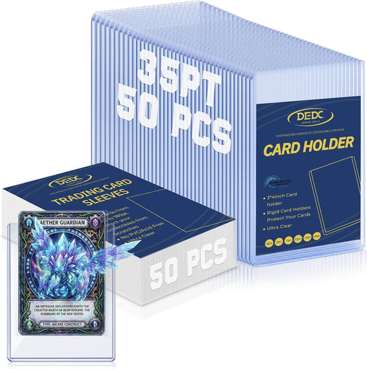 50 Top Loaders and 50 Soft Penny Sleeves Bundle, 3" X 4" Rigid Hard Card Sleeves Protectors Compatible with Standard TCG/CCG Gaming Cards, Baseball Sports Cards & Photocards, Archival Safe