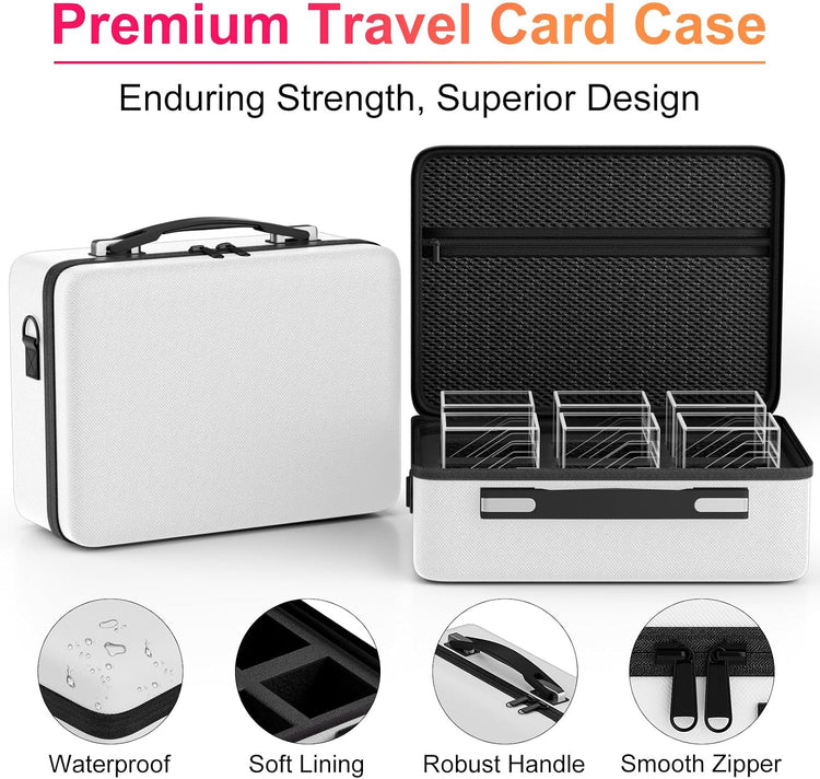 Card Deck Box with Portable Case, 6 Pack Clear Commander Deck Box with 6 Dividers, Holds 600+ Double Sleeved Cards, Fit for MTG, Yugioh, TCG (White)