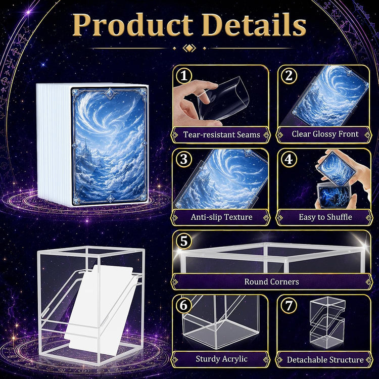 Deck Cases, 6 Pack Acrylic Commander Deck Cases and 600Pcs Clear Card Sleeves with 6 Dividers, Clear Card Storage Box Fit for MTG, TCG, Baseball, Football, Game Cards