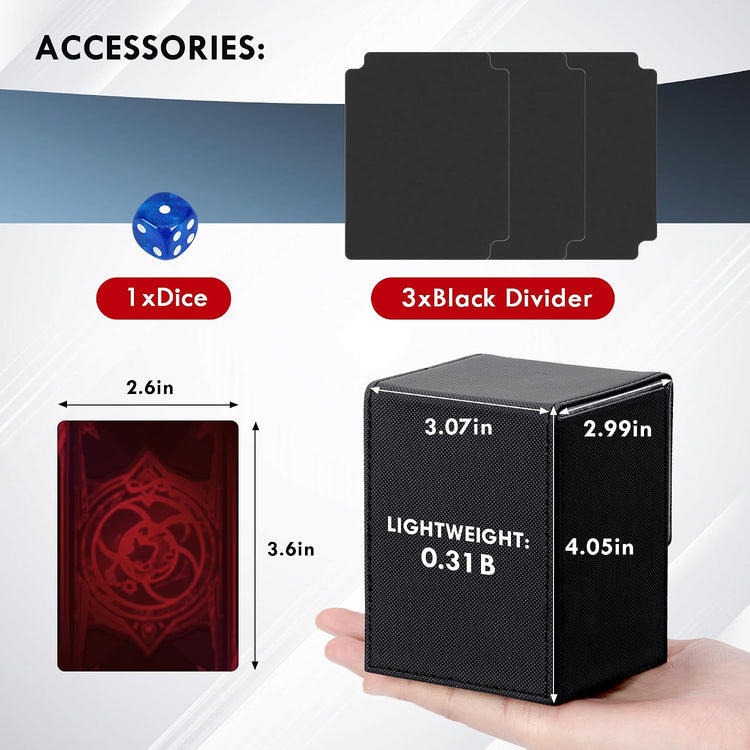 180+ Card Deck Box with 3 Dividers and Game Dice