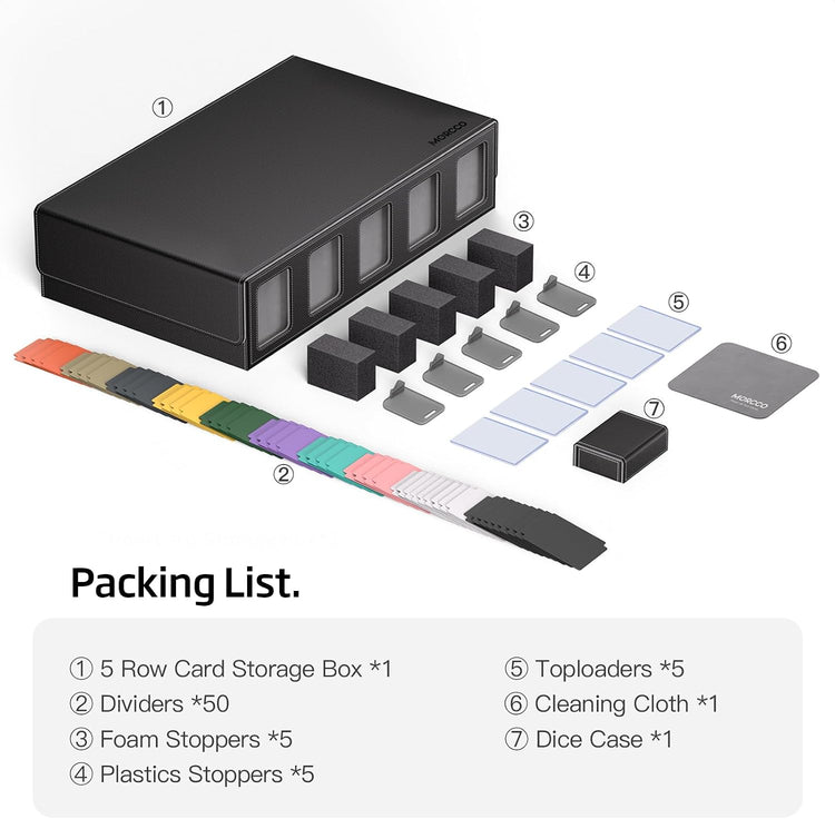 Trading Card Storage Box 5-Row 3900+ Capacity, Black