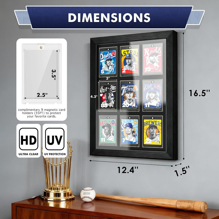 Trading Card Display Frame with Magnetic Card Holder UV Protection