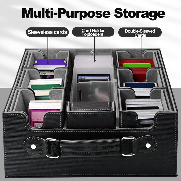 7-In-1 Commander Deck Box with Handle for MTG/TCG/PTCG, Black Gray