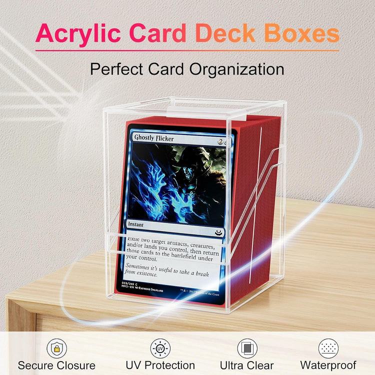 Card Deck Box with Portable Case, 6 Pack Clear Commander Deck Box with 6 Dividers, Holds 600+ Double Sleeved Cards, Fit for MTG, Yugioh, TCG (White)