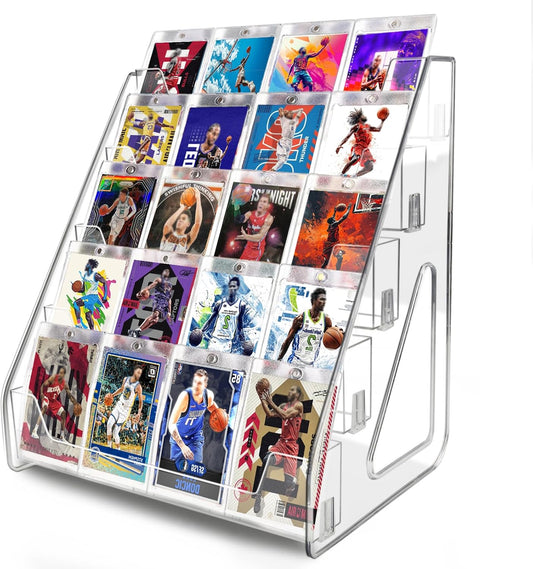 5 Tier Acrylic Card Display Stand，Baseball Basketball Trading Card Display Stand for PSA/ BGS /SGC Slabs, Snap-On Assembly