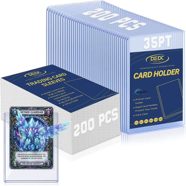 50 Top Loaders and 50 Soft Penny Sleeves Bundle, 3" X 4" Rigid Hard Card Sleeves Protectors Compatible with Standard TCG/CCG Gaming Cards, Baseball Sports Cards & Photocards, Archival Safe