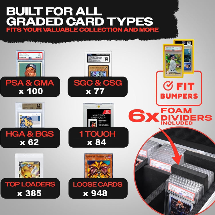 100+ Premium Graded Card Storage Box - PSA Slab Case for Sports Cards