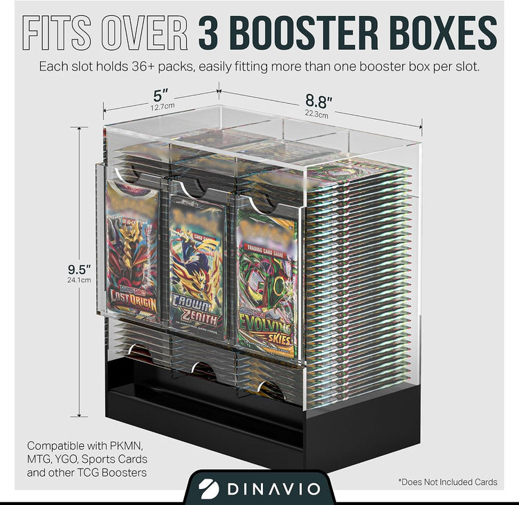 TriSlot TCG Card Dispenser with Black Base VaultStack