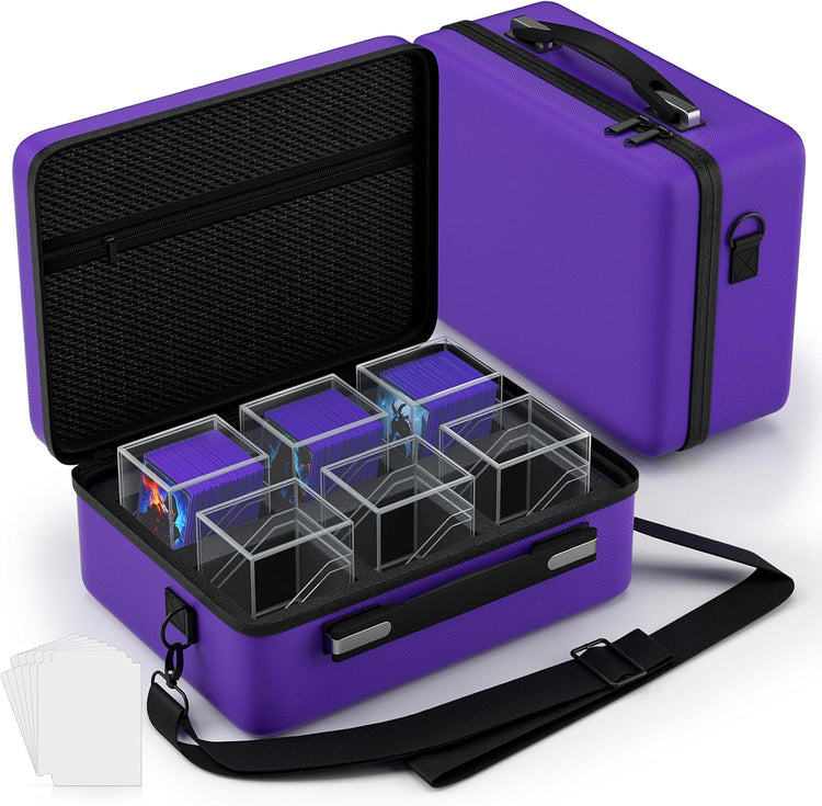 Card Deck Box with Portable Case, 6 Pack Clear Commander Deck Box with 6 Dividers, Holds 600+ Double Sleeved Cards, Fit for MTG, Yugioh, TCG (White)