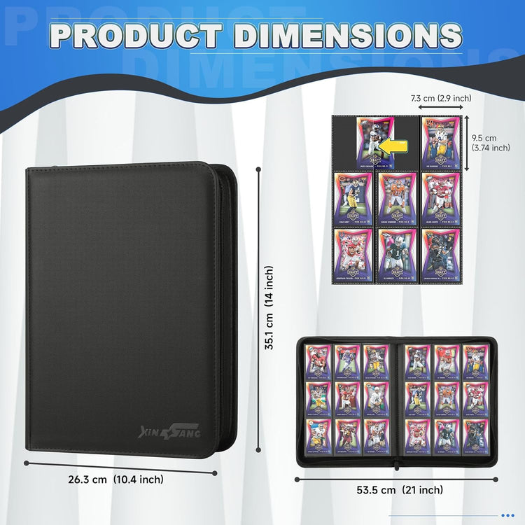 Trading Card Binder, Card Binder 9 Pocket, Premium Card Collection Binder with 576 Pockets, Zippered PU Leather Collector Album, Display Design Card Folder for MTG, TCG & All Sports Trading Cards