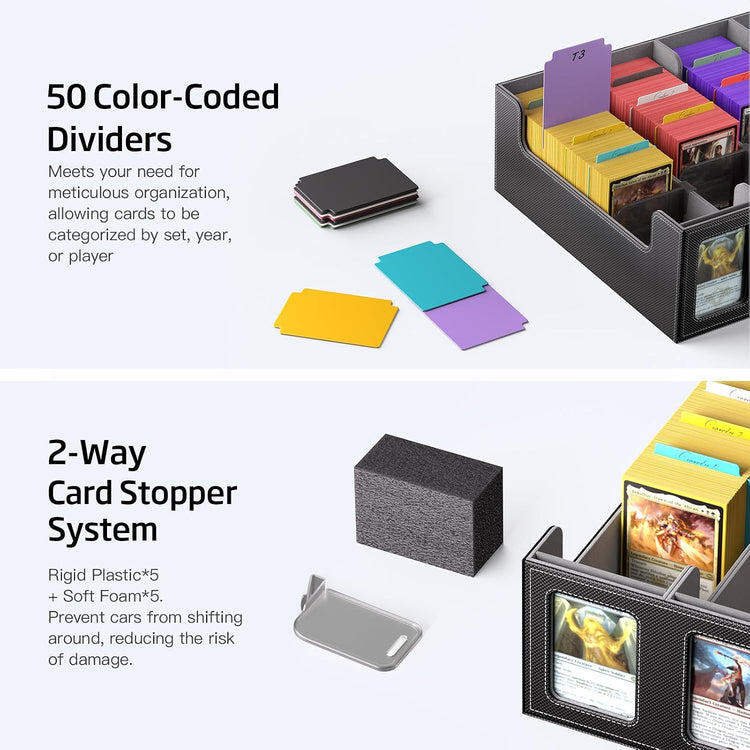 Trading Card Storage Box 5-Row 3900+ Capacity, Black
