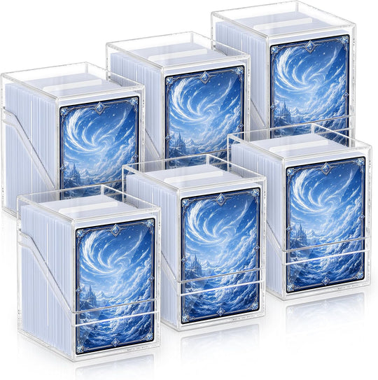 Deck Cases, 6 Pack Acrylic Commander Deck Cases and 600Pcs Clear Card Sleeves with 6 Dividers, Clear Card Storage Box Fit for MTG, TCG, Baseball, Football, Game Cards