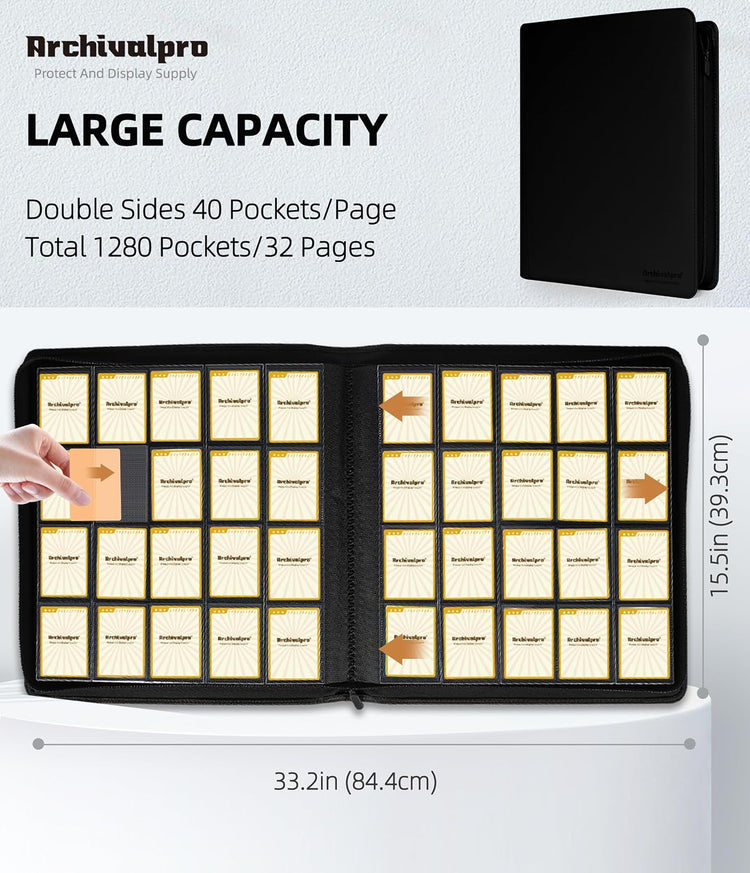 20 Pocket Card Binder, Premium Zip Trading Card Binder for 1280 Cards(B)