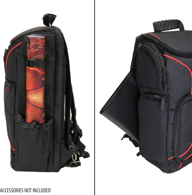 MTG Backpack Compatible with Magic the Gathering Deck, Yu-Gi-Oh, MTG Decks & More - TCG Backpack MTG Bag with Shoulder Straps, Customizable Dividers, TCG Playmat Holder, Binder Space (Red)