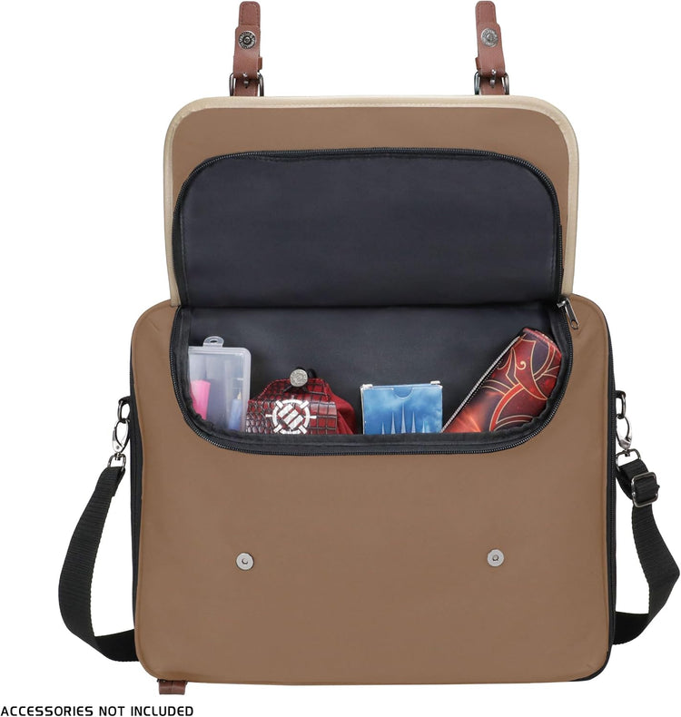 Designer Edition TCG Bag - MTG Shoulder Bag with Customizable Dividers & Accessory Pocket for Deck Boxes, Dice - Card Storage Compatible with Magic the Gathering, Lorcana (Tan)