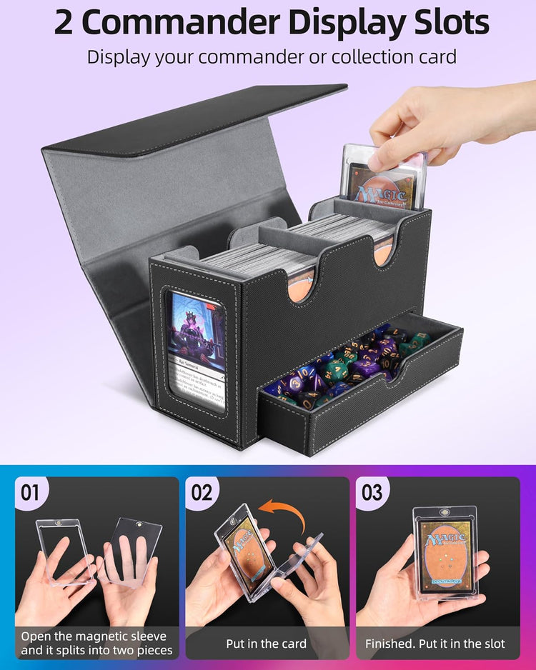 MTG Deck Box, MTG Commander Card Deck Box with Commander Display
