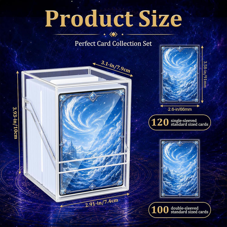 Deck Cases, 6 Pack Acrylic Commander Deck Cases and 600Pcs Clear Card Sleeves with 6 Dividers, Clear Card Storage Box Fit for MTG, TCG, Baseball, Football, Game Cards