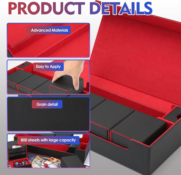 Dual-Row Commander Deck Box, 1800+ Cards, 5 Individual MTG Deck Boxes