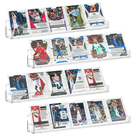 Wall-Mount Sports Card Organizer - 4 Acrylic Shelves