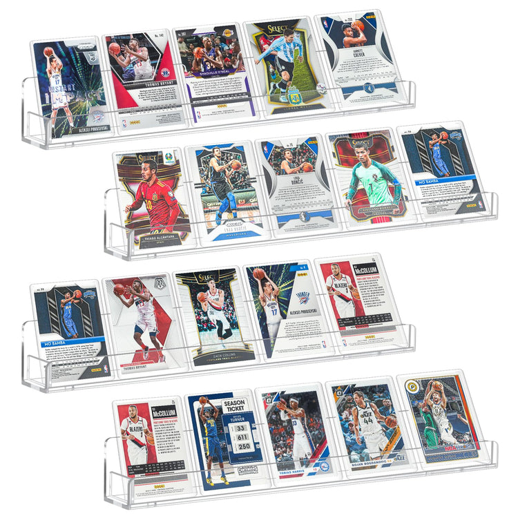 Wall-Mount Sports Card Organizer - 4 Acrylic Shelves