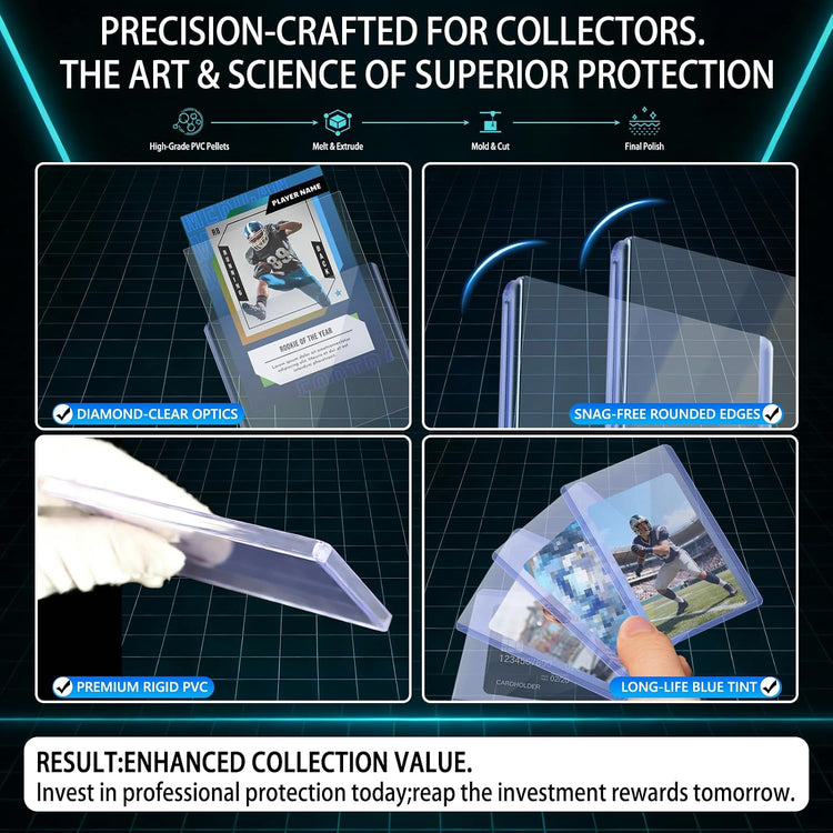 50 Top Loaders and 50 Soft Penny Sleeves Bundle, 3" X 4" Rigid Hard Card Sleeves Protectors Compatible with Standard TCG/CCG Gaming Cards, Baseball Sports Cards & Photocards, Archival Safe